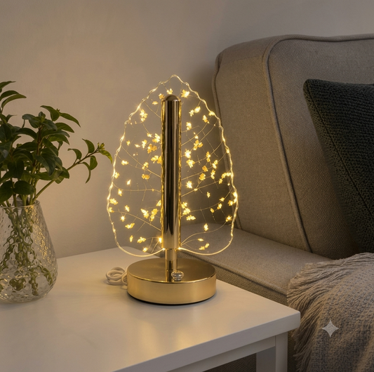 Golden Crystal Leaf LED Table Lamp