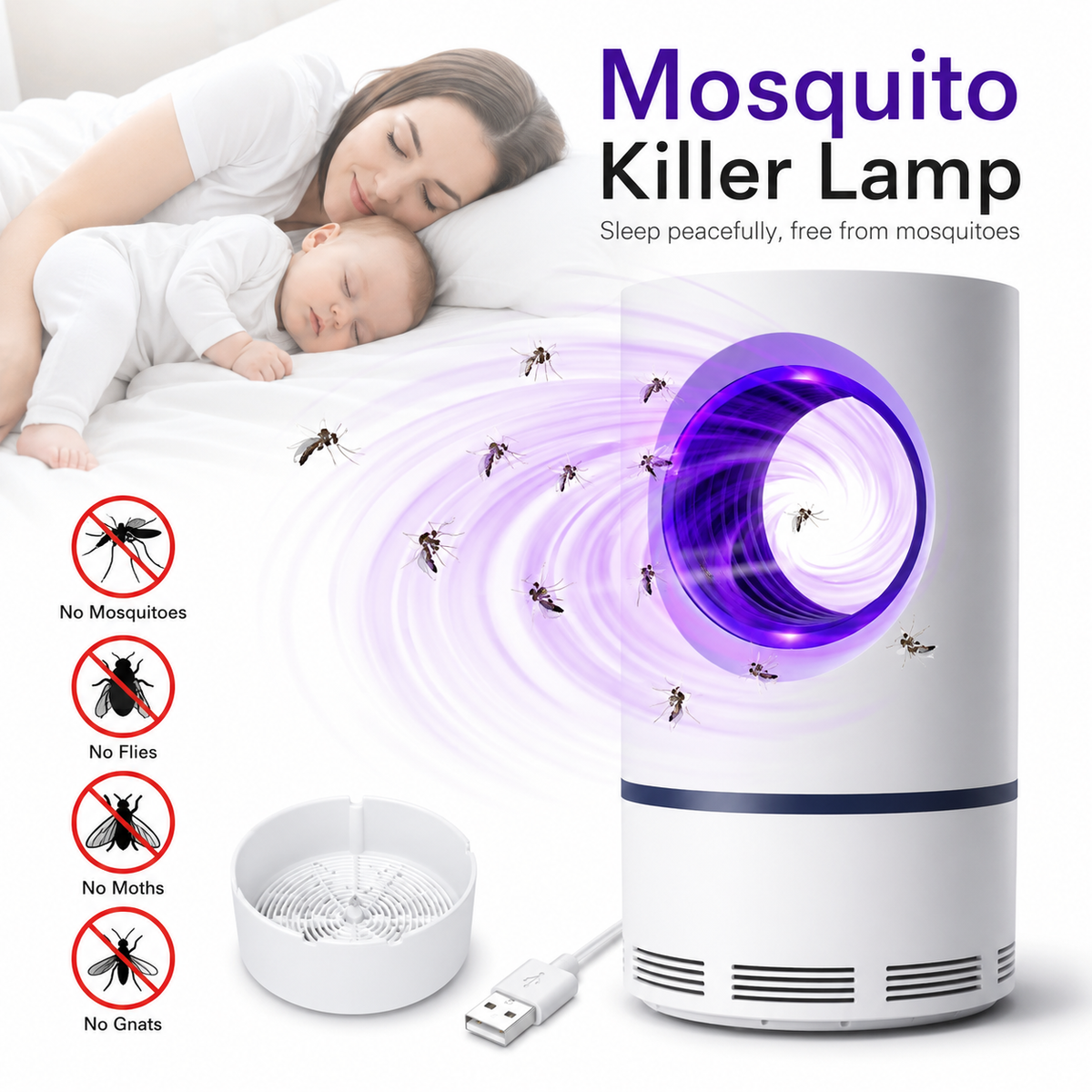 USB Mosquito Killer Lamp – Powerful UV Light Insect Trap for Home & Bedroom