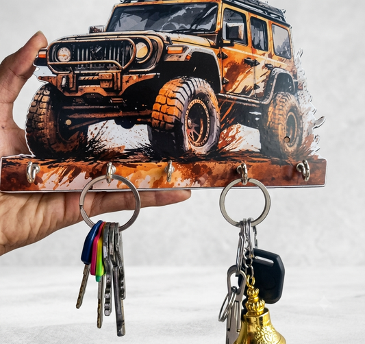 Jeep Wall Key Holder with 5 Hooks for Home Entryway Organizer