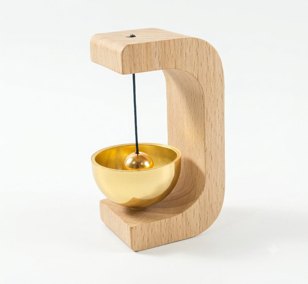 Meditation Bell – Calming Sound with Wooden Stand
