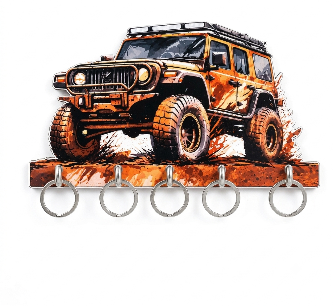 Jeep Wall Key Holder with 5 Hooks for Home Entryway Organizer