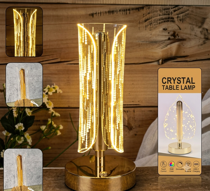 Crystal Table Lamp – Tall Cylinder Shape with USB Charging