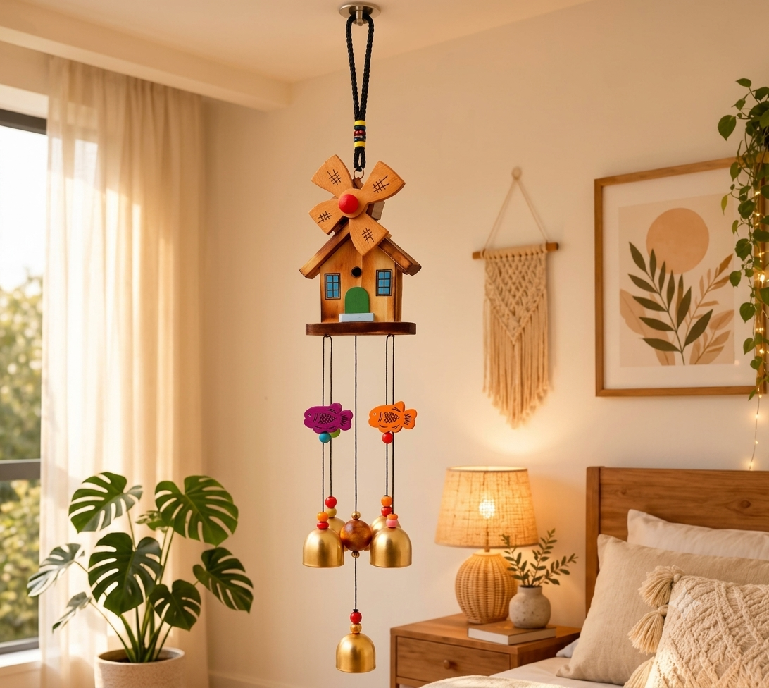 Wooden Windchime – Rustic Home Decor with Melodious Bells
