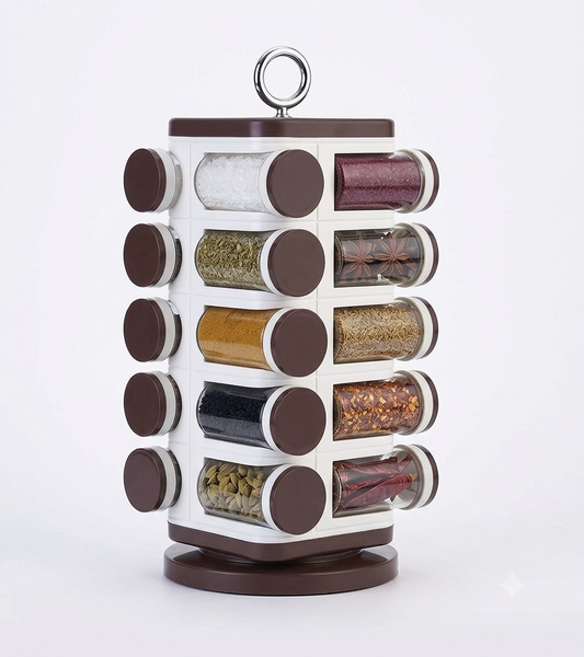 Revolving Spice Rack – 16 PC Plastic Jars, 100ml Each