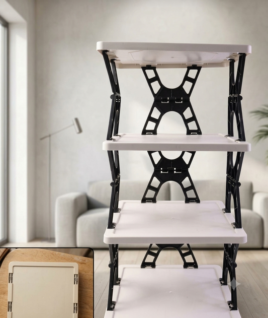Multipurpose Foldable 4 Layer Storage Rack – Space Saving Organizer
