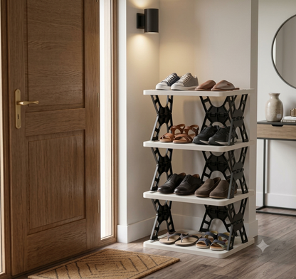 Multipurpose Foldable 4 Layer Storage Rack – Space Saving Organizer