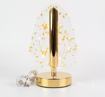 Golden Crystal Leaf LED Table Lamp