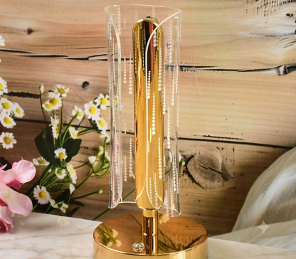 Crystal Table Lamp – Tall Cylinder Shape with USB Charging
