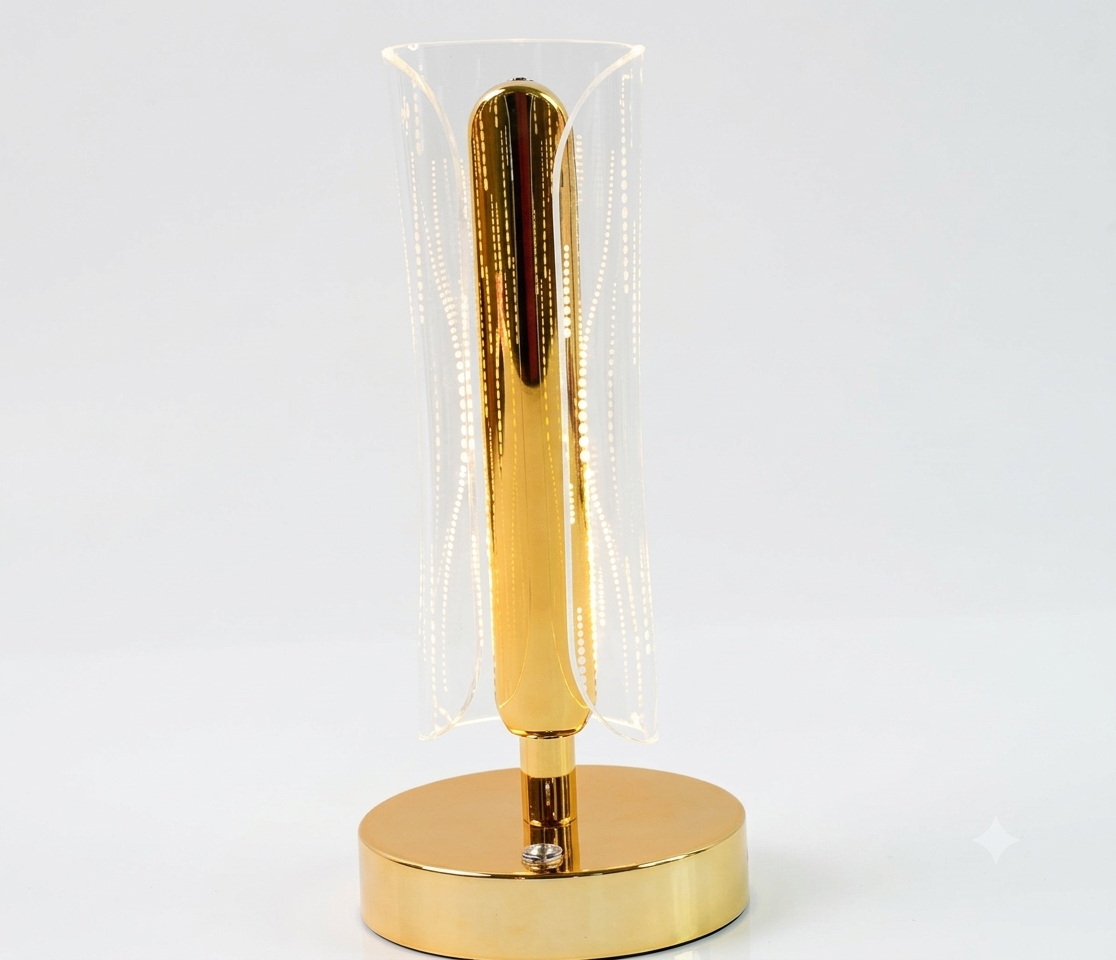 Crystal Table Lamp – Tall Cylinder Shape with USB Charging