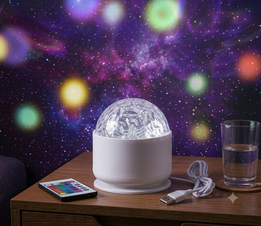 LED Starry Projection Night Light with Remote for Bedroom Ambient Decor