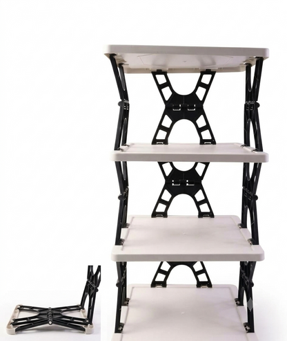 Multipurpose Foldable 4 Layer Storage Rack – Space Saving Organizer