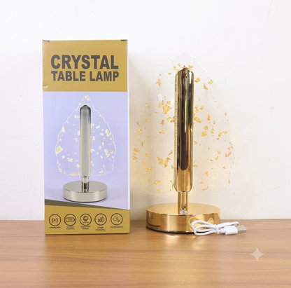 Golden Crystal Leaf LED Table Lamp
