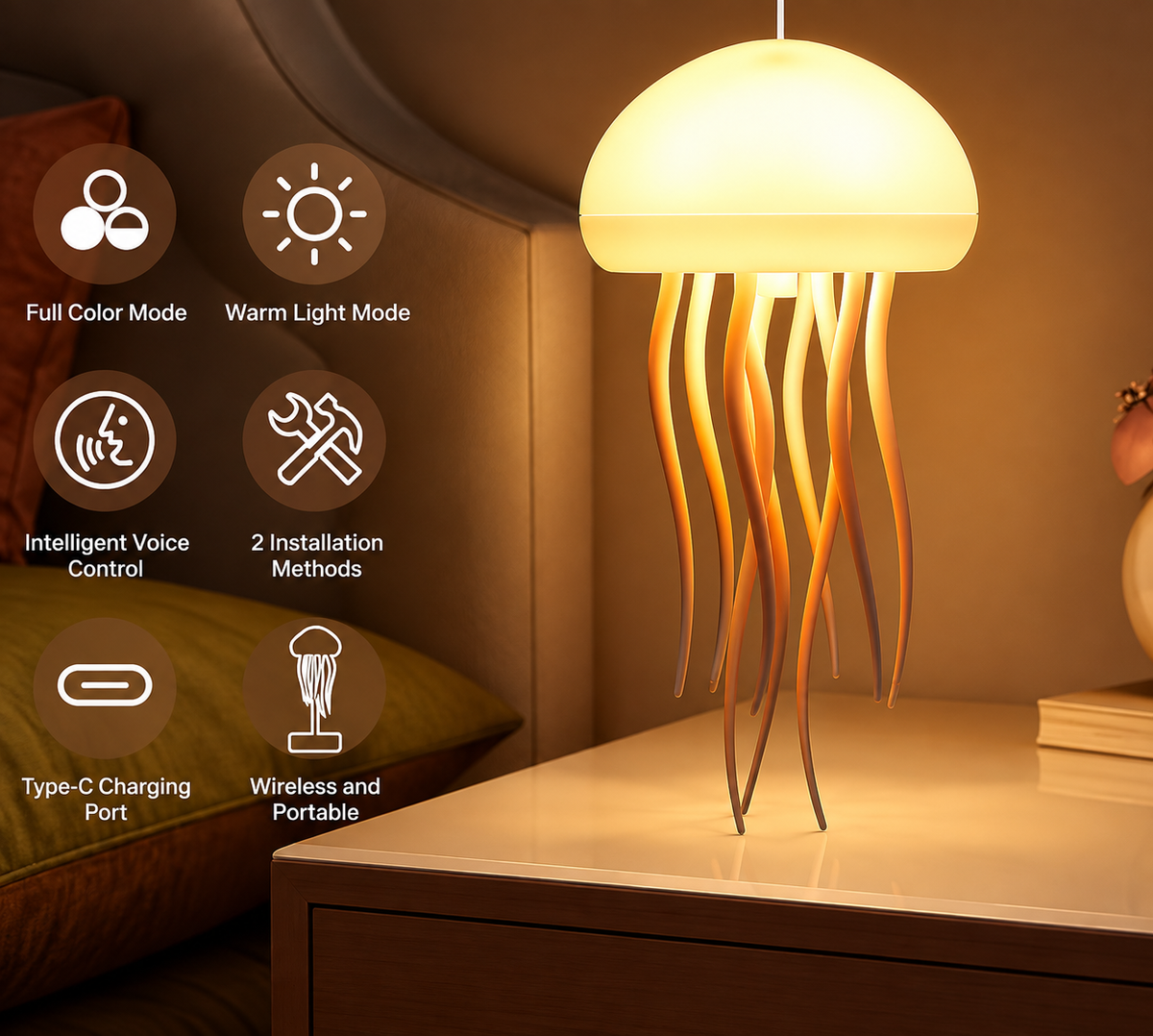 Jellyfish LED Mood Light– Color-Changing Ambient Lamp